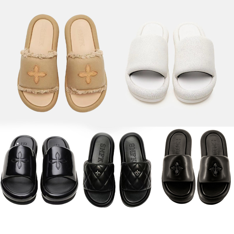 【拖鞋合集】现货smfk黑气球拖鞋倪妮同款云朵感抛光小羊皮一字拖