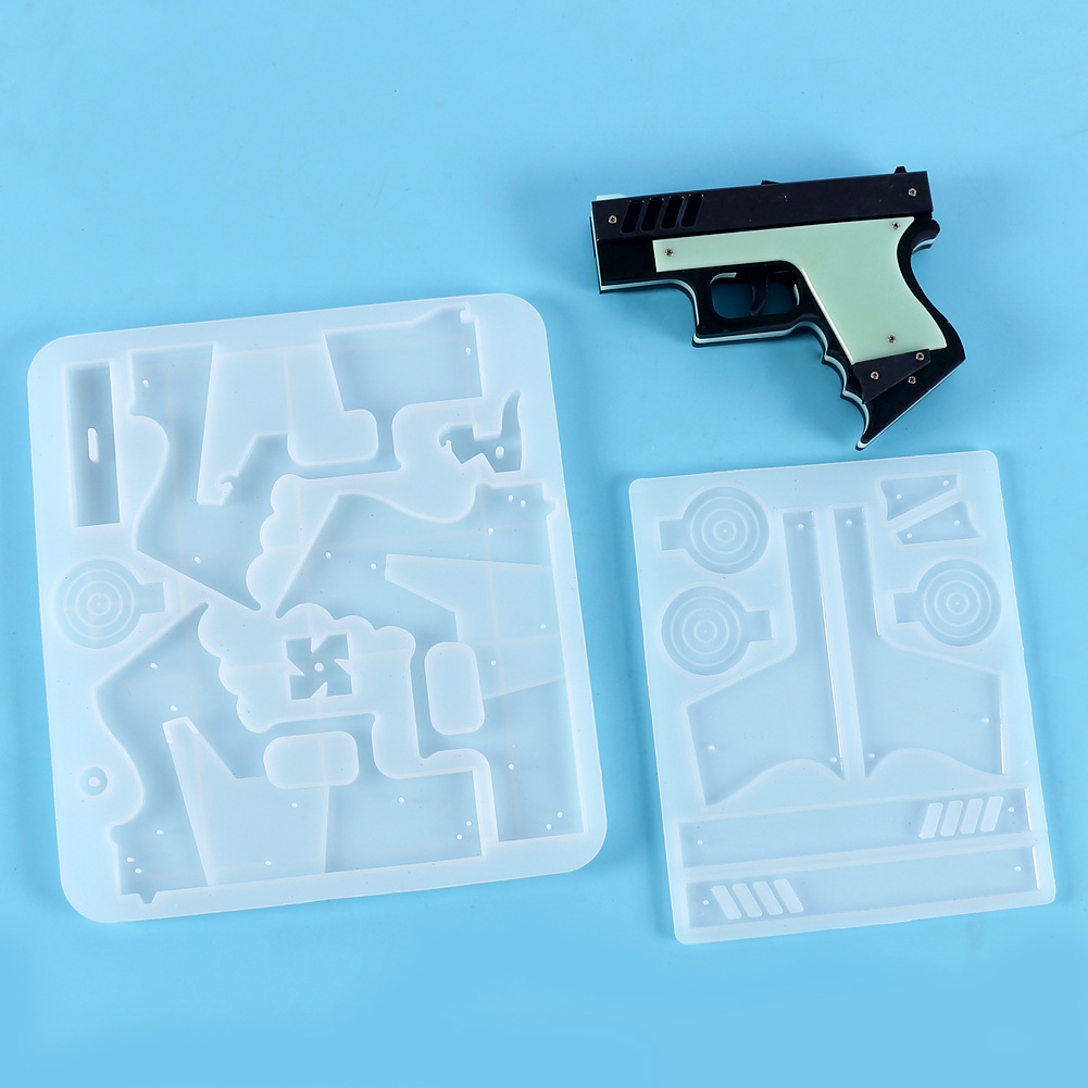diy水晶滴胶环氧树脂模 手工制作组装拼接弹弓模型带标靶硅胶模具