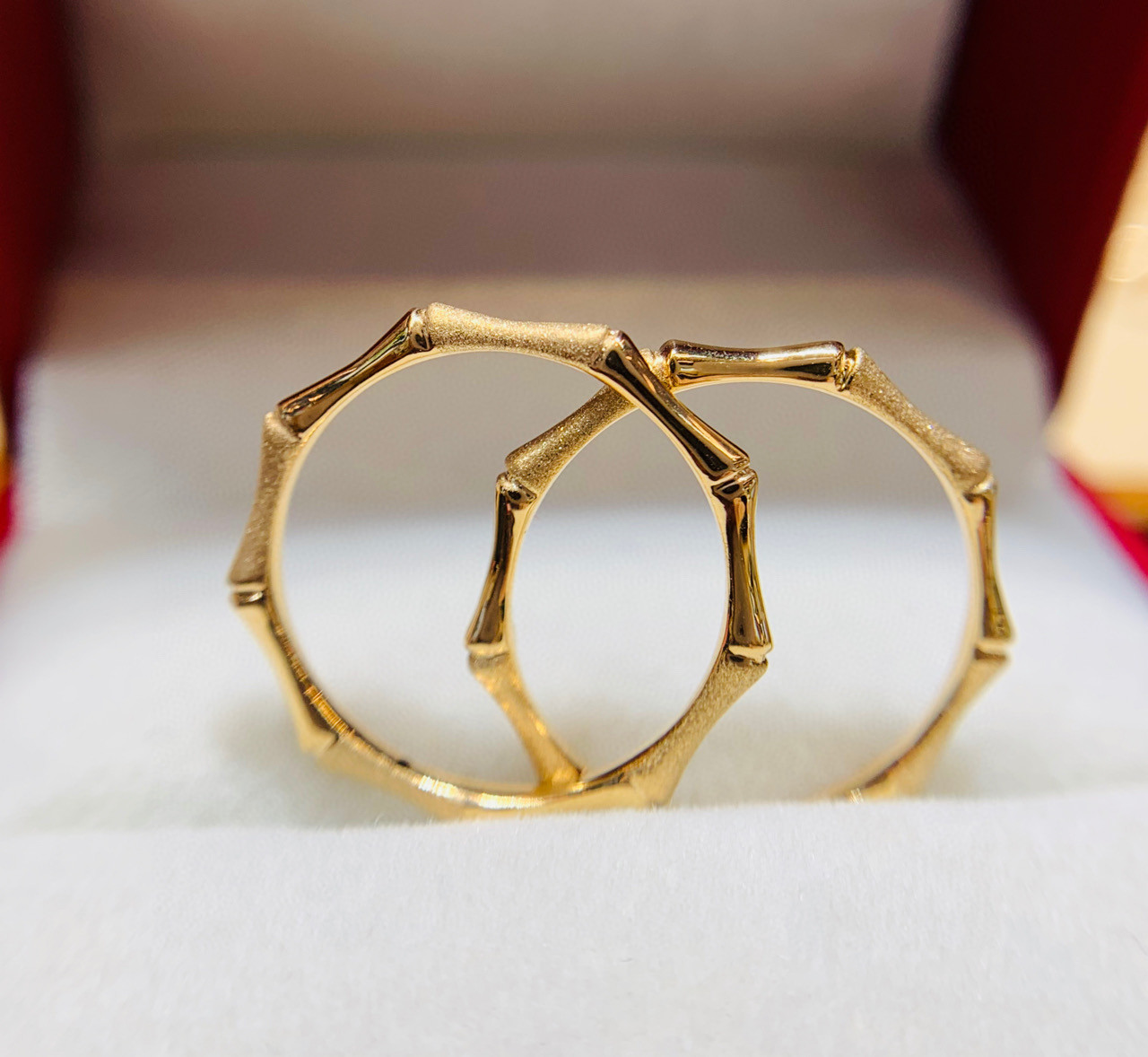 厂家直营18k硬金竹节戒指黄金au750节节高玫瑰金对戒尾戒礼品批发-阿