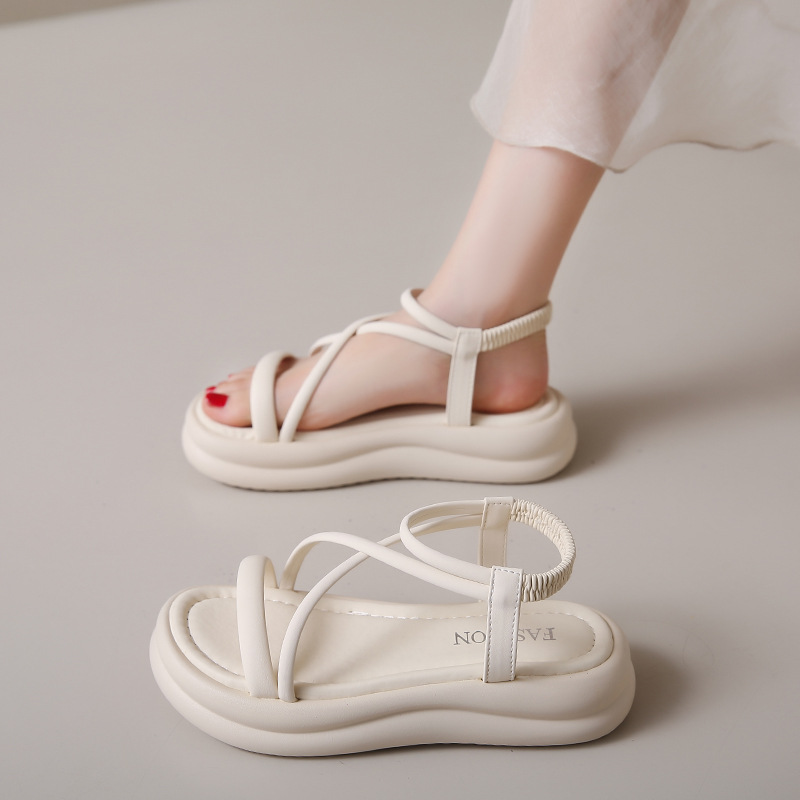 女式罗马凉鞋女2024夏季新款休闲百搭孕妇沙滩厚底凉鞋女现货批发