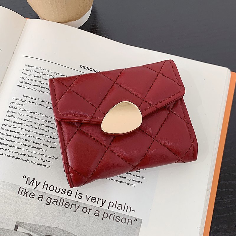 Cross-Border Rhombus Wallet for Women 2021 New Korean Style Multi-Card-Slot Coin Purse Short Ladies Card Holder Document Package Wholesale