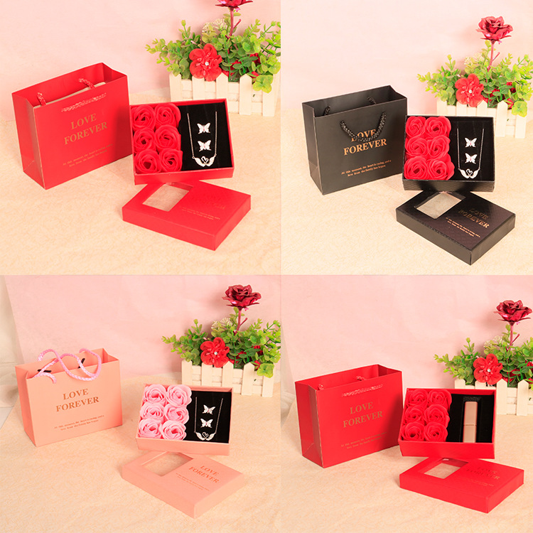 6朵创意香皂花饰品开窗礼盒包装七夕情人节生日礼物赠品套装批发