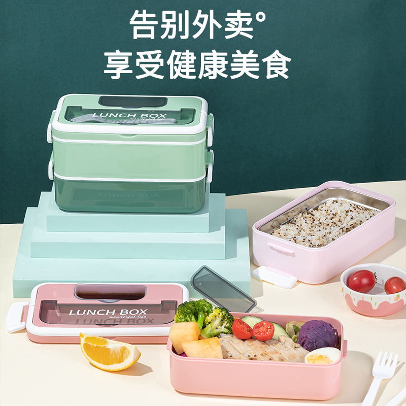 Cross-Border Student Plastic Lunch Box Microwave Oven Office Worker Compartment Lunch Box Good-looking with Sauce Container Japanese Lunch Box