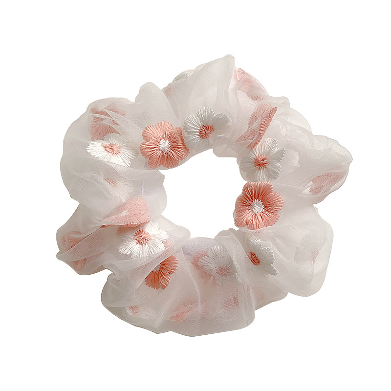 Large Intestine Hair Band Women's Korean-Style Organza Intestine Hair Rope Hair Accessories Headband Wholesale Rubber Band Instagram Mesh Red High-Looking