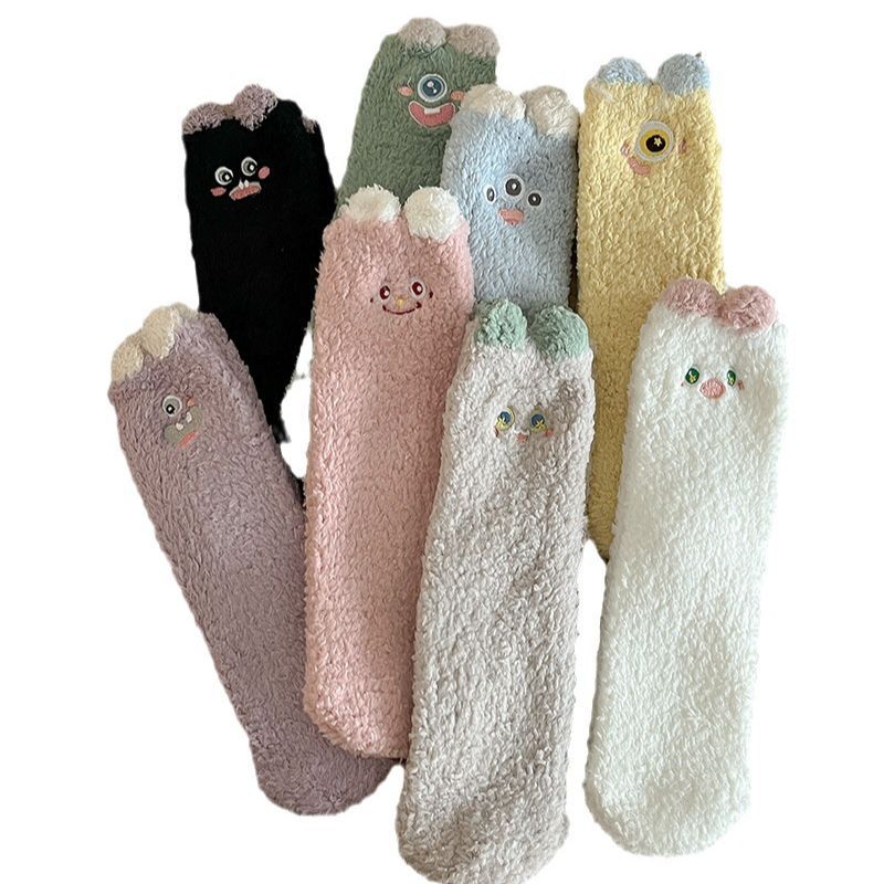 Autumn Coral Fleece Socks Women's Korean-Style Fashion Home Room Socks Warm Sleeping Socks Cute Lint-Free Socks