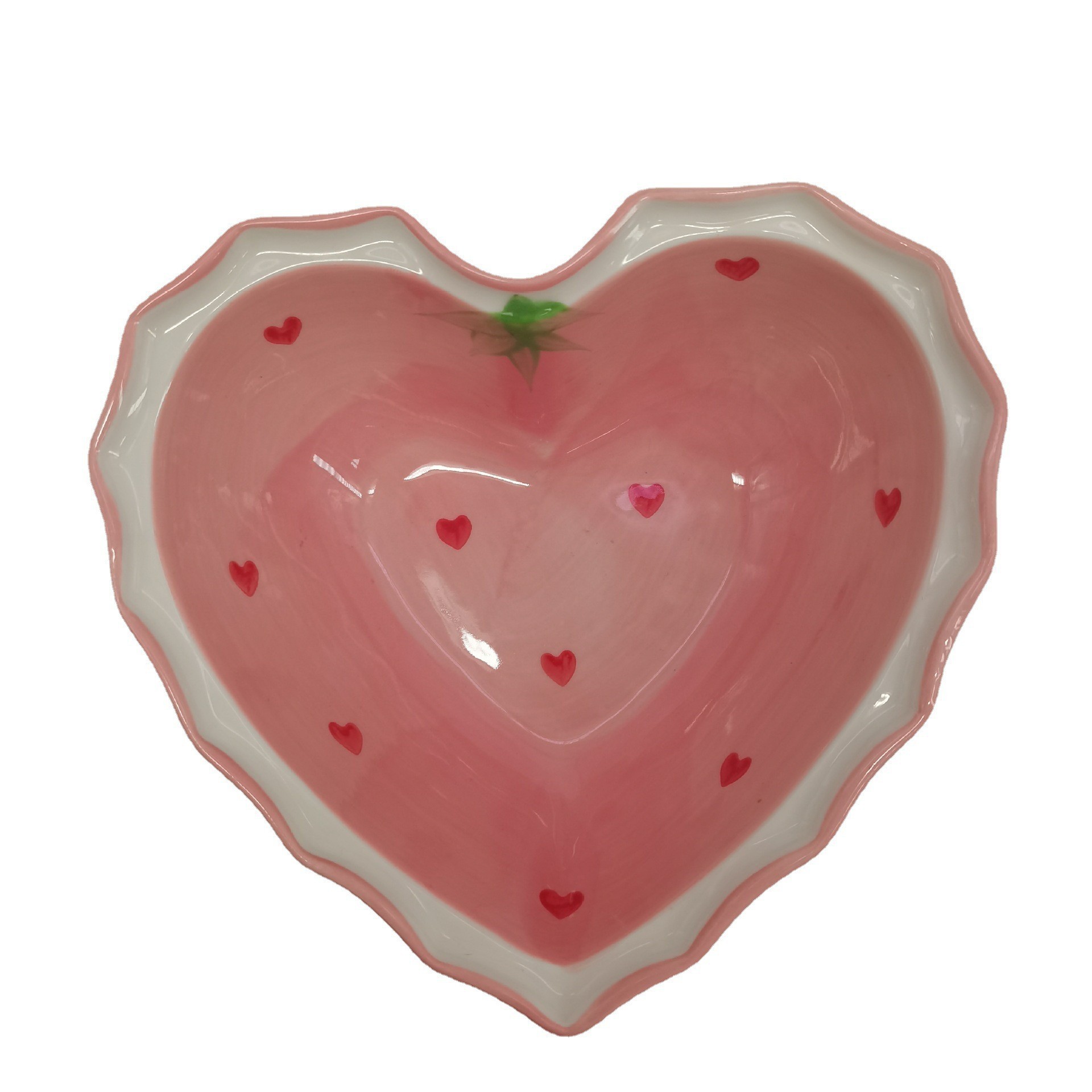 Pink Strawberry Ceramic Bowl Online Influencer Cute Girl's Heart-Shaped Fruit Disc Soup Bowl Breakfast Cup Creative Household Tableware