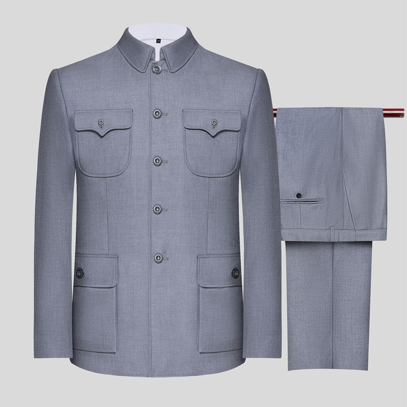 sh民国服装男老式中老年爷爷装70岁80岁高档中山装中山服套装春秋