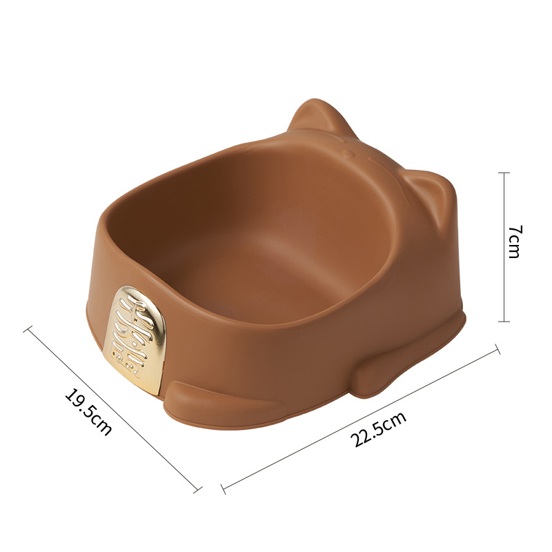 Pet Cat Bowl Light Luxury Cartoon Lucky Cat Shape Pet Single Bowl Non-Slip Anti-Tumble Cervical Support Feeder Dog Bowl