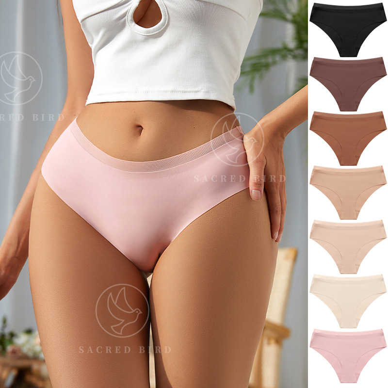 Sexy Lace Grinding Stitching Seamless Yoga Invisible Underpants Low Waist One Piece European and American plus Size Women's Briefs