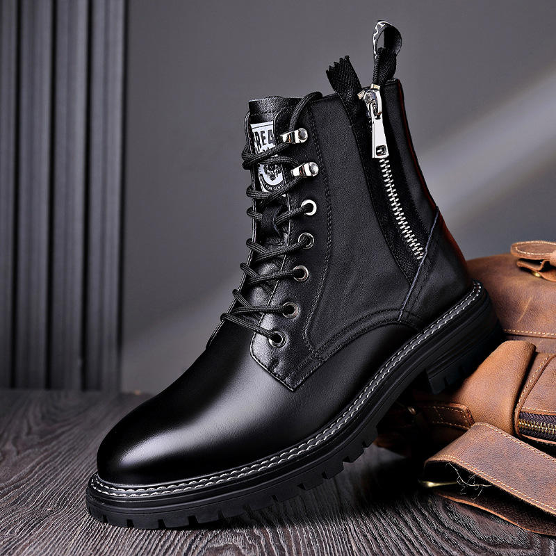 马丁靴英伦风2022秋冬新款高帮男靴皮靴百搭工装靴头层牛皮复古潮