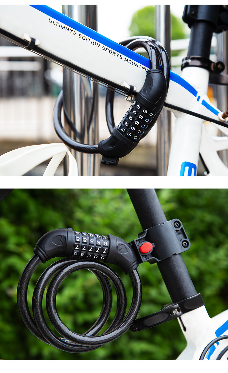 山地自行车锁电动电瓶车头盔锁密码固定便携式防盗钢丝链条锁大全