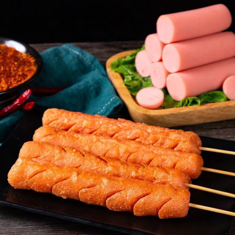 夫宇淀粉肠哈红铁板烤肠商用香肠0克路边摊油炸火腿肠整箱厂批发