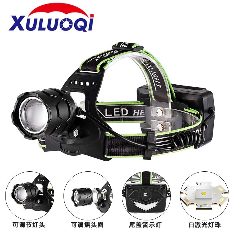 跨境新款可调节远射充电高亮变焦头灯户外探照灯强光长续航头灯