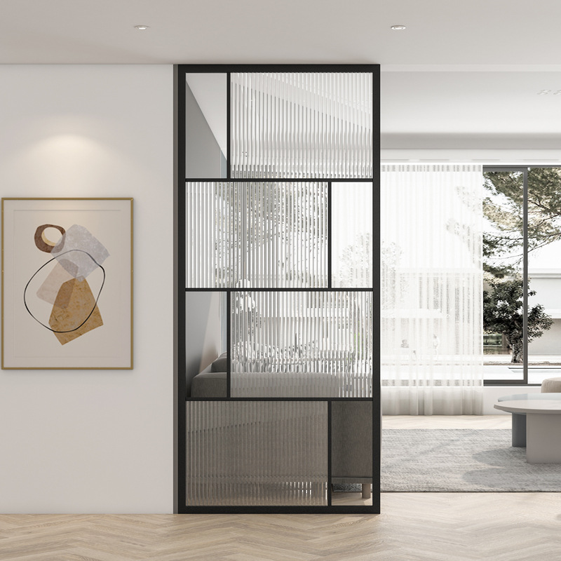 轻奢屏风隔断客厅玄关金属隔墙板家用现代简约卫生间长虹玻璃格栅