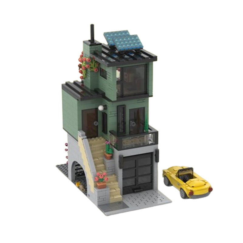 跨境热卖moc-166019市中心阁楼公寓现代住宅兼容乐高积木建筑玩具