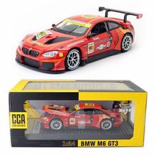 彩珀合金汽车模型1:24宝马M6 GT3赛道儿童玩具声光跑车三开门转向