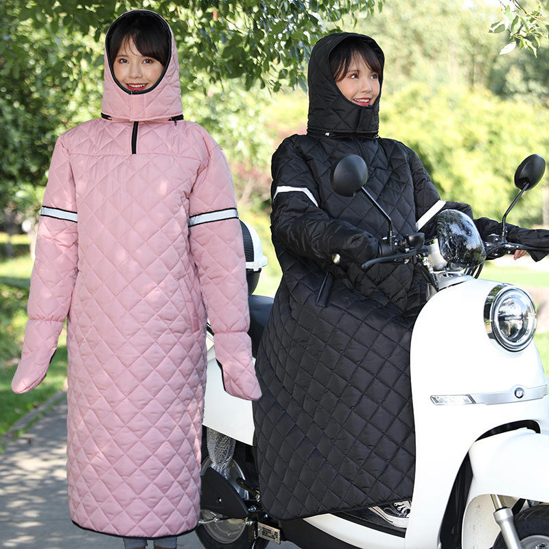 电动摩托车挡风被冬季加绒加厚挡风衣双面防水雨电瓶车挡风罩防寒