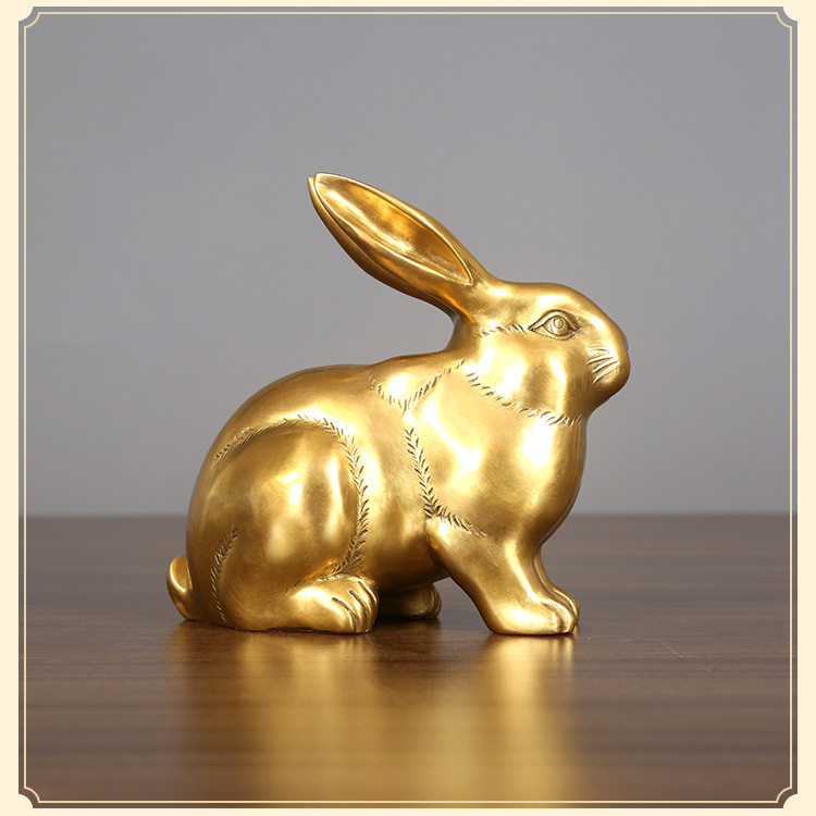 黄铜兔摆件卡通兔可爱兔生肖兔工艺品生日贺寿礼品宠物兔