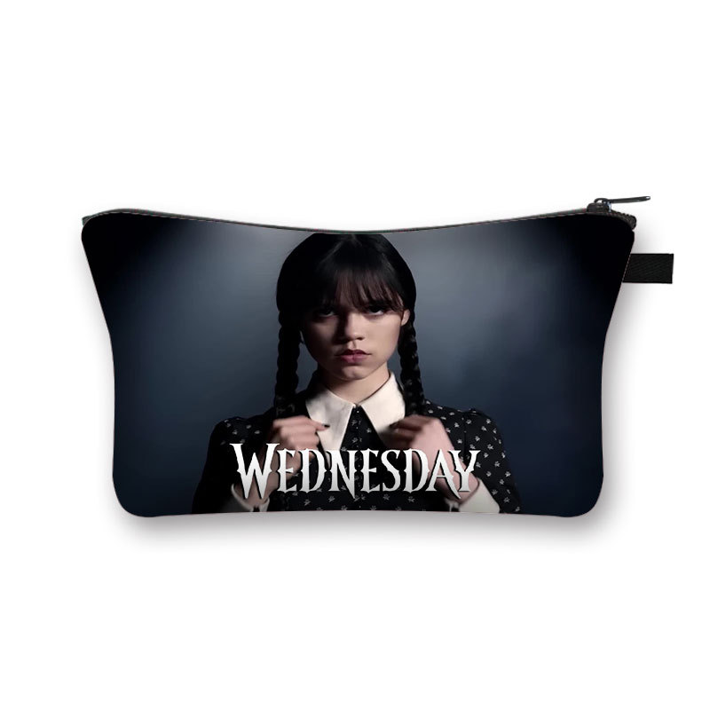 Wednesday Addams Korean Style Cosmetic Bag Adams Family Printed Bags Wednesday Simple Storage Bag