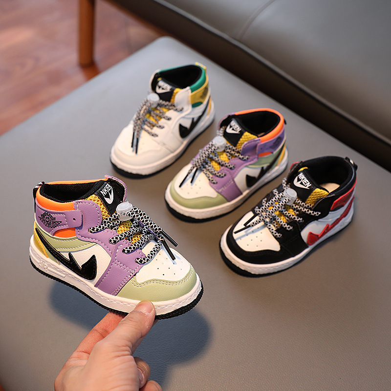 童鞋春秋新款儿童运动鞋男童高帮板鞋潮款女童宝宝鞋子一件代发