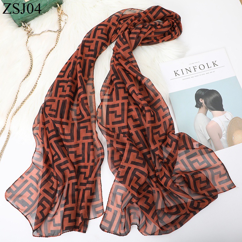 170 * 65cm European and American Fashion Scarf Women's Chiffon Soft Sunscreen Scarf Letters All-Match Long Scarf Shawl