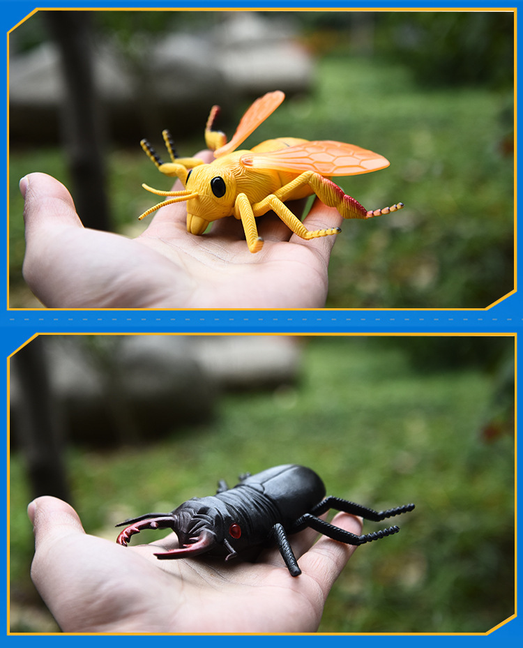 跨境新款仿真昆虫玩具模型夜光壁虎蚱蜢金龟子仿真模型地摊小玩具
