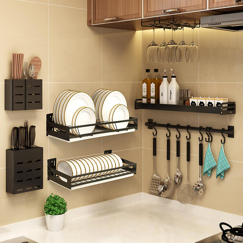 北欧厂家锅盖架免打孔壁挂式家用不锈钢刀架厨房置物架锅盖收纳架