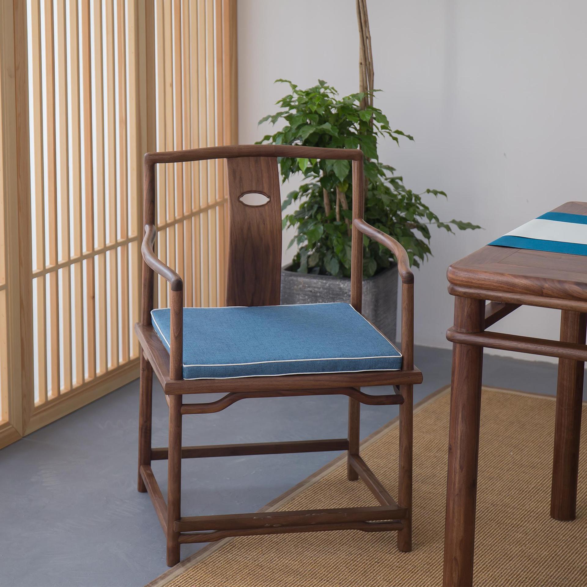 禅意新中式黑胡桃圈椅老榆木茶椅官帽椅设计师实木椅茶楼会所家具