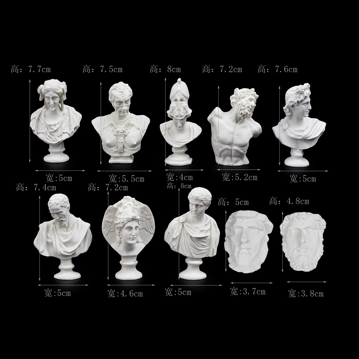 迷你人头树脂石膏头像美术素描教学用具家居摆件艺术雕刻橱窗装饰