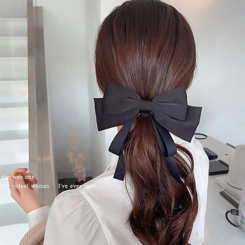 Black Ribbon Bow Barrettes Internet Celebrity Korean Style Elegant Elegant Hair Pin Clip Hairware Hair Accessories Head Clip