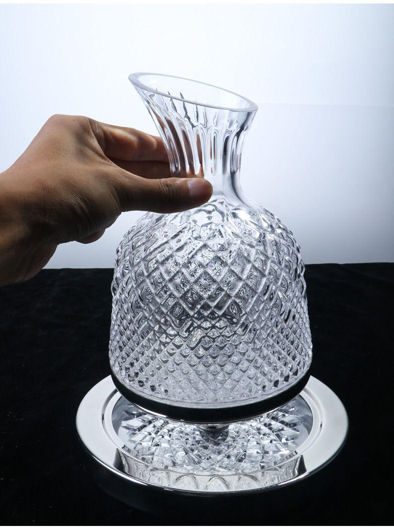 个性创意陀螺不倒翁旋转红酒醒酒器 家用网红陀螺玻璃酒具醒酒器