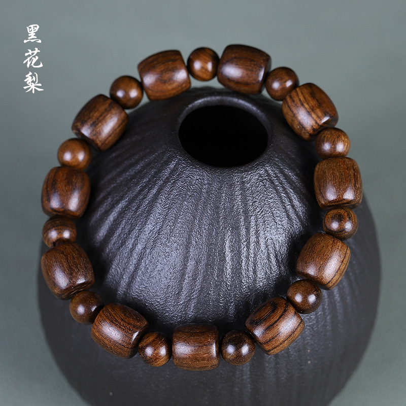 正宗绿檀木黑花梨佛珠手串天然檀香木阿根廷手链男女士款饰桶珠