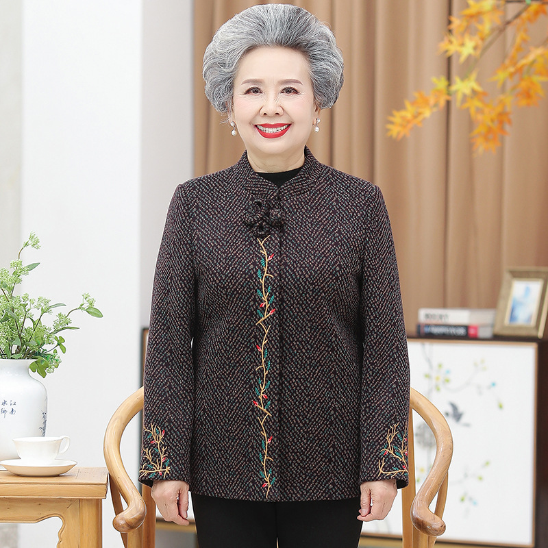 老年人秋装春秋装女奶奶外套妈妈春秋大码上衣春秋季老人衣服棉衣