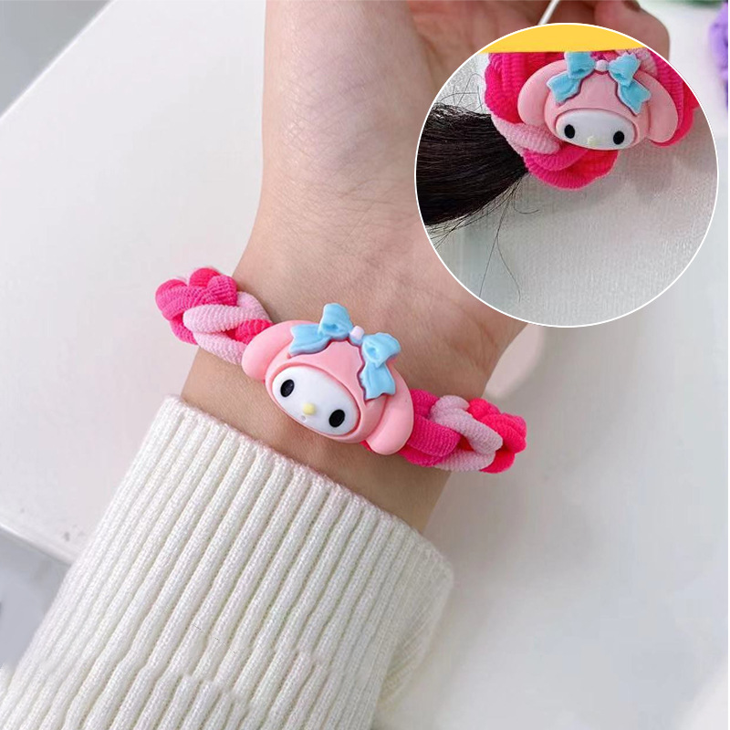 2023 New Sanrio Rubber Band DIY Woven Homemade Cartoon Hair Band Bracelet Hairtie Couple Girlfriends Carrying Strap