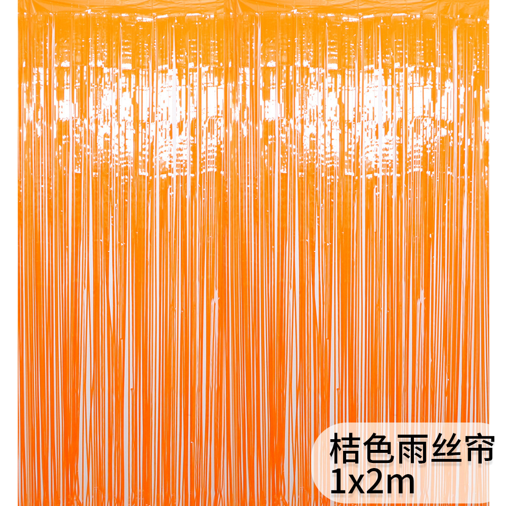 20.23 Million Halloween Theme 2x1m Rain Silk Party Decoration Background Wall Layout Bat Tinsel Curtain Black Orange Rain Silk
