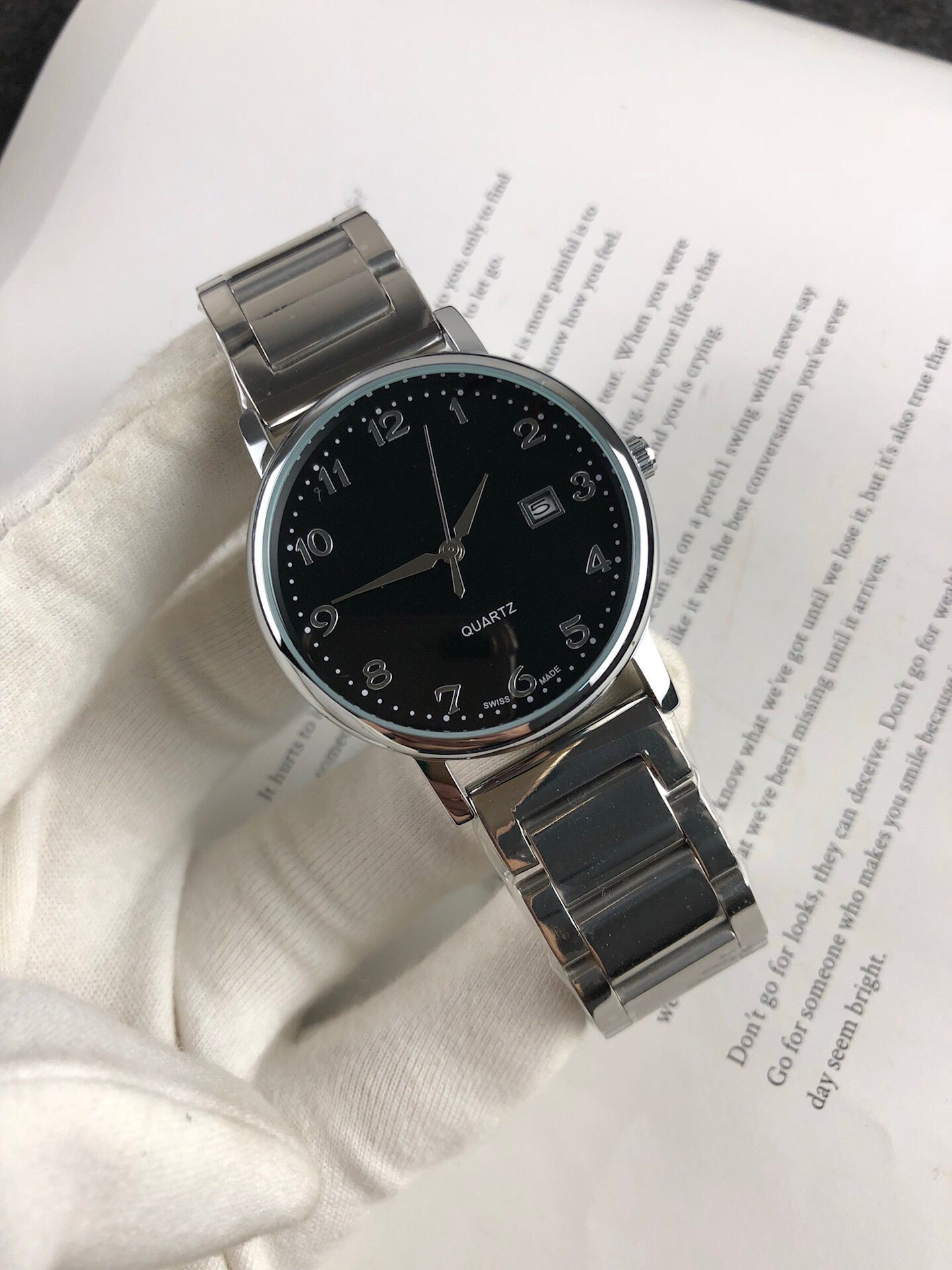 境外男明星火卖款时尚男士商务简约钢带万牌wc石英手表