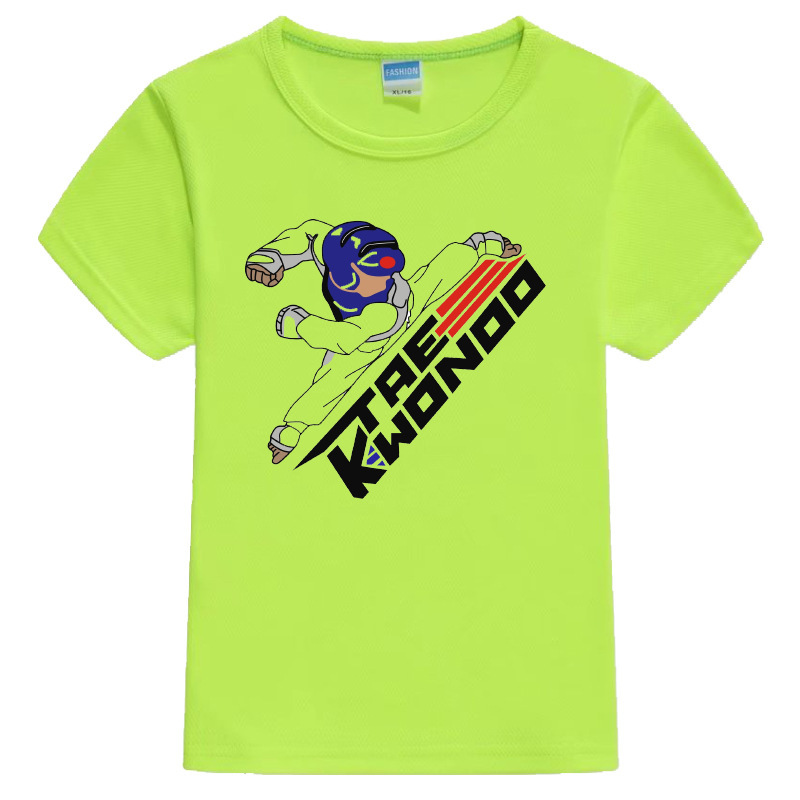 儿童跆拳道t恤印字logo定 制速干夏令营ying短袖t恤幼儿园教练服