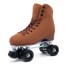 现货新款跨境青年成人双排轮滑鞋四轮溜冰鞋PU轮绿色耐用透气舒适