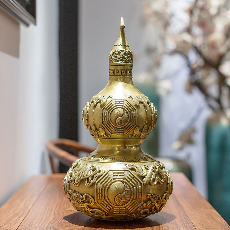纯铜大号铜葫芦摆件八卦开运招财葫芦家居装饰品乔迁新居开业礼品