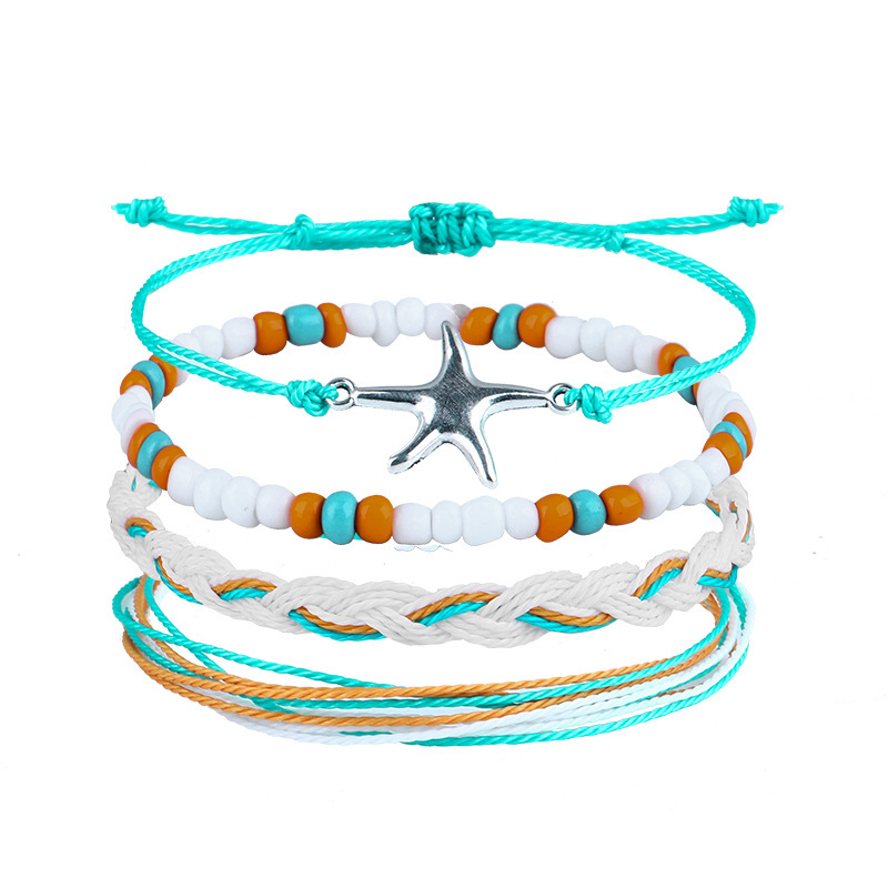 Cross-Border New Arrival Bracelet Wax Line Woven Beads Bracelet Bohemian Daisy SUNFLOWER Turtle Shell Bracelet for Women