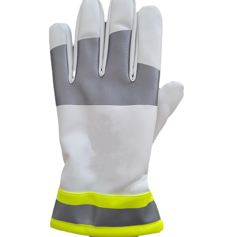 交通指挥反光手套 冬季保暖加绒加厚手套 仿羊皮带触屏执勤手套