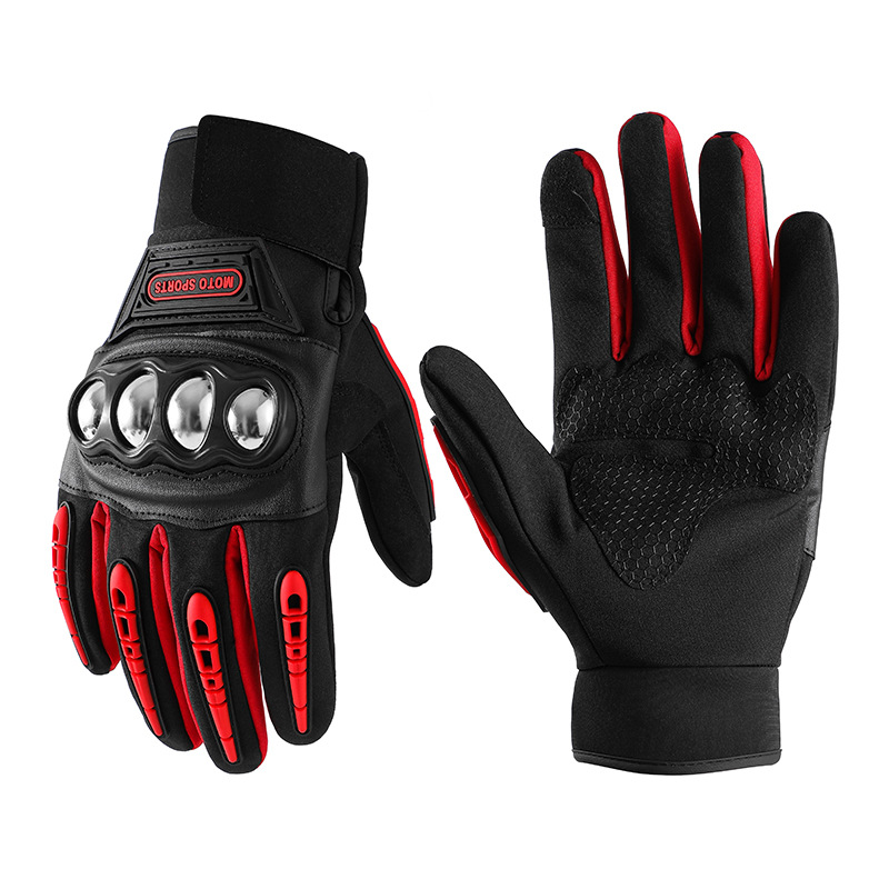 Motorbike Gloves Men's Autumn and Winter Riding Warm Waterproof Drop-Resistant Electric Bicycle Touch Screen Non-Slip Cold-Proof Gloves