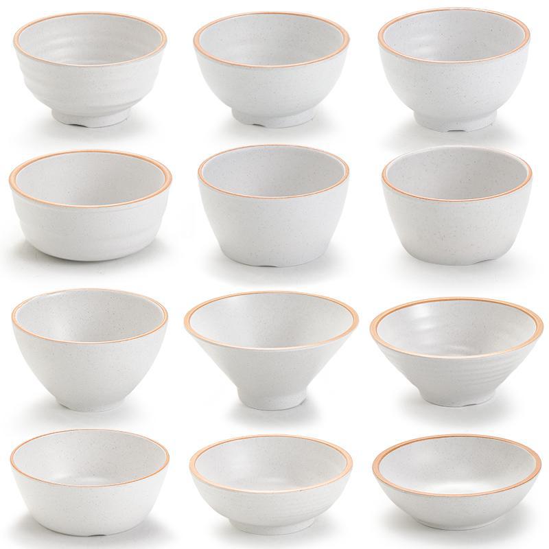 密胺小碗10个装创意商用仿瓷塑料小汤碗餐厅饭店米饭碗火锅调料碗