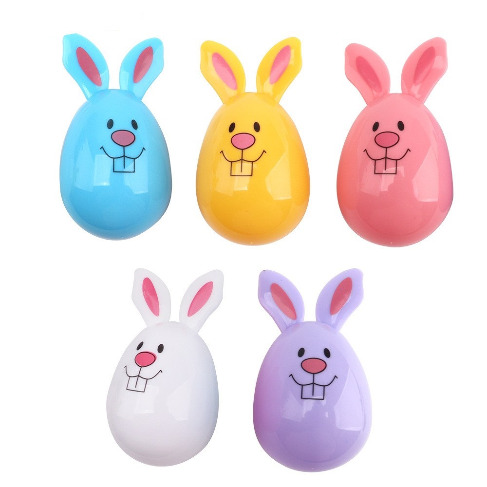 Cross-Border Hot Easter Plastic Cute Rabbit Shape Opening Egg-Shell Painting Puzzle Egg