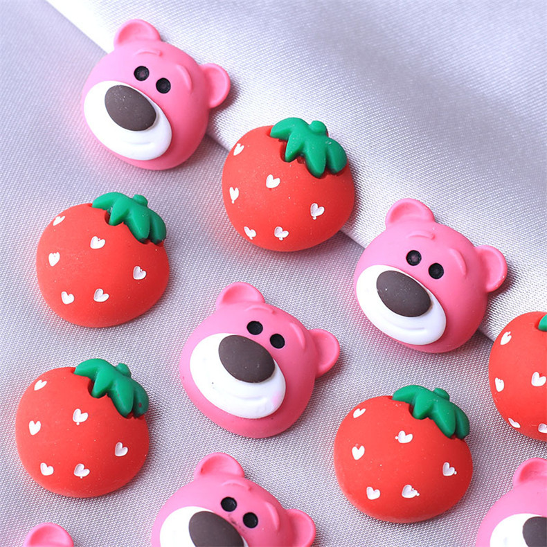 Cartoon Unique DIY Cute Phone Case Strawberry Bear Resin Accessories Material Decoration Website Red Barrettes Head Rope
