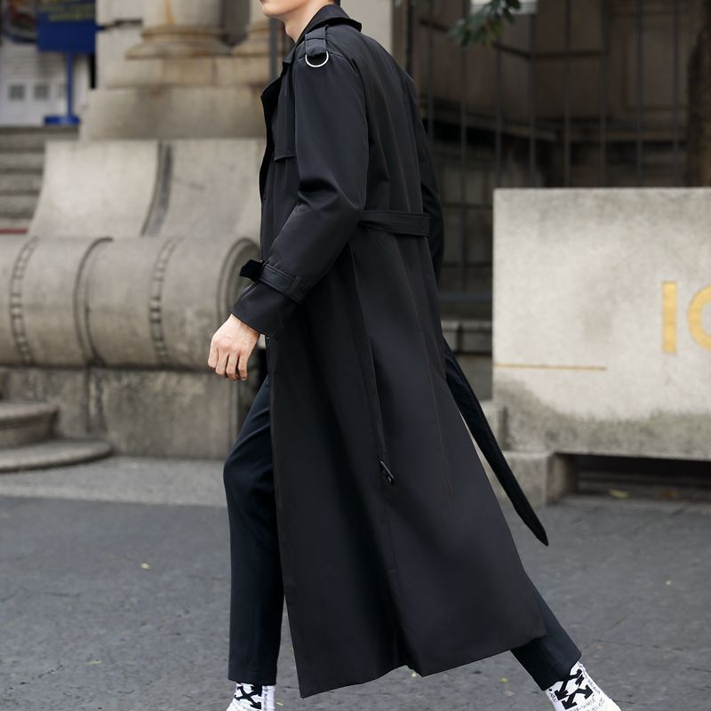 风衣男长款过膝帅气中国风双排扣中年胖子加肥加大码大衣外套