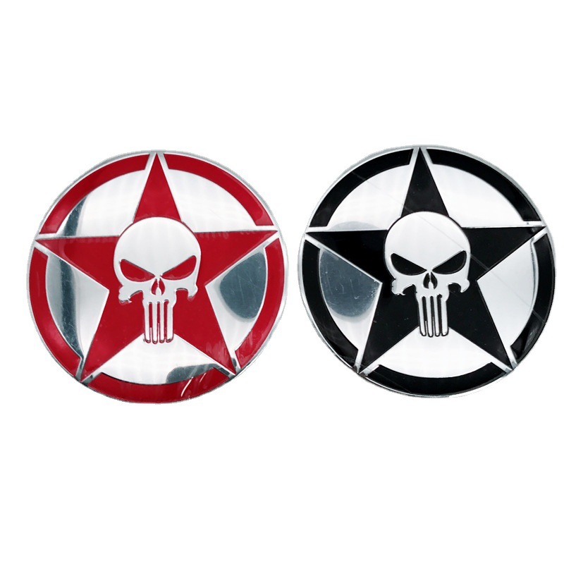 惩罚者 骷髅头车标贴 punisher金属标 创意个性车身贴 尾标侧标