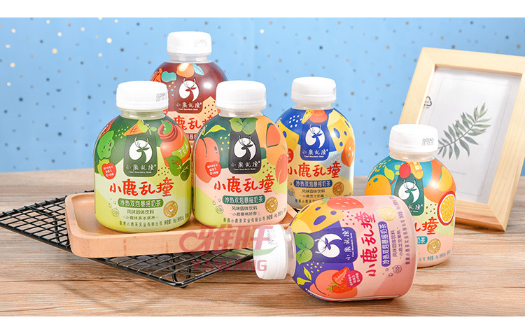 小鹿乱撞爆摇奶茶网红手摇奶茶冷泡蜜桃莓桃抹茶冷热双泡58g