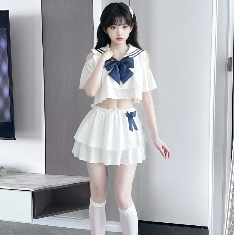 烟灰格情趣学生装性感水手情趣内衣清纯jk制服透视软妹制服套装