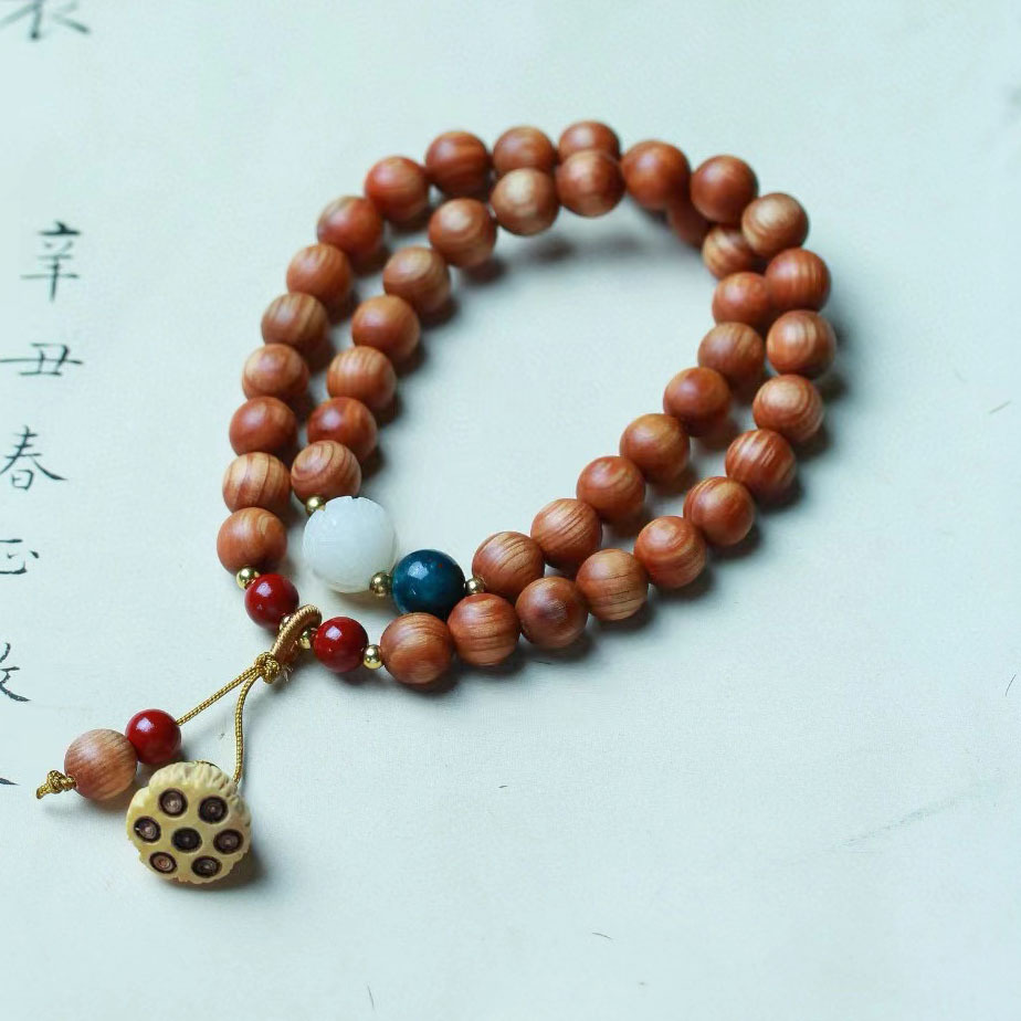 陈化料 太行崖柏佛珠配饰黄杨木莲蓬手链男女文玩手串持diy原创款